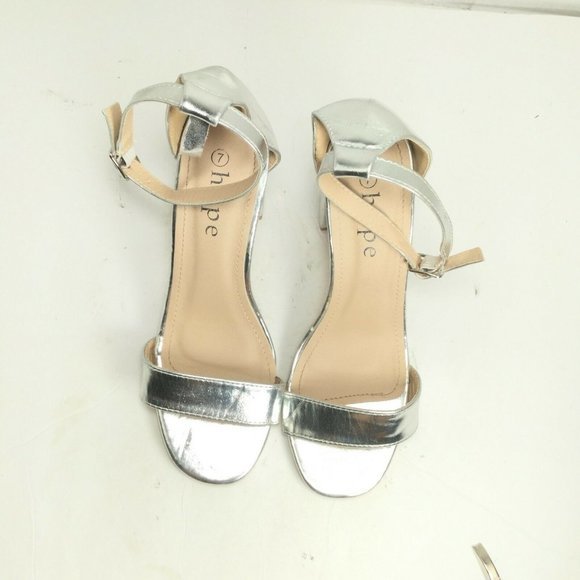 Hype Women's Ankle Strap Open Toe Block Heels Silver Size 7 - Picture 8 of 9